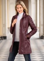 Korte leren jas van &ldquo;Cabrini&rdquo; BORDEAUX