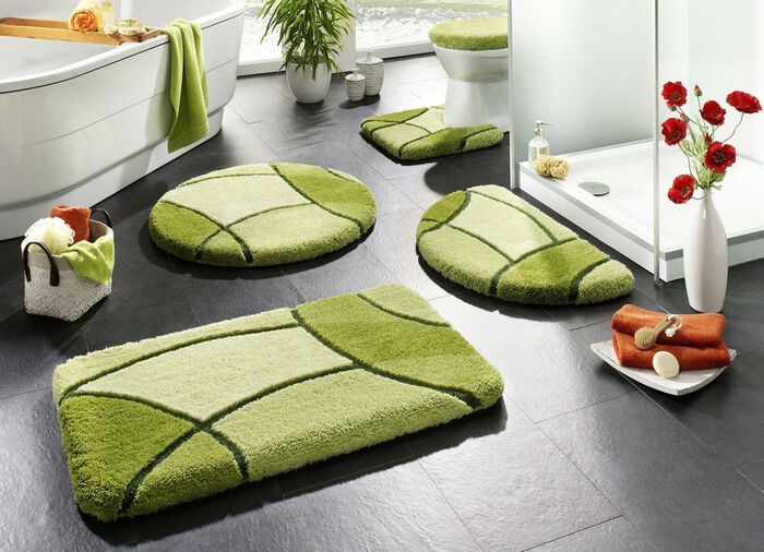 Badmattenset met gedetailleerde hoge en diepe structuur 