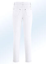Magische jeans met leuke klinknagels en een trendy zoom met franjes WIT