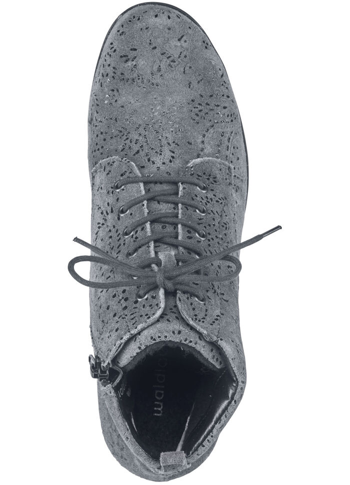 Waldläufer veterlaarzen met bloemenreliëf GRIJS