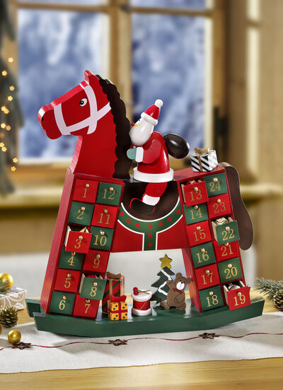 Adventskalender hobbelpaard met lades 