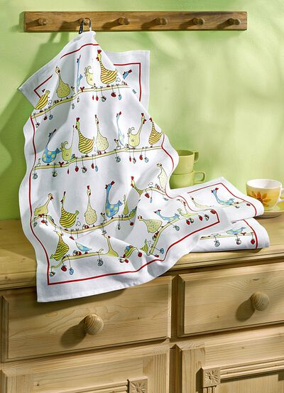 Theedoeken, 3- delig van halflinnen 