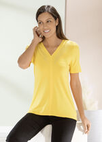 Shirt met elegante strassversiering in 2 kleuren GEEL