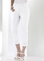 Broek met geborduurd bloemenoogje WIT