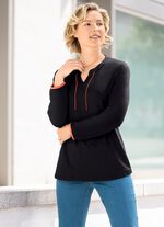 Interessant shirt met biezen in 2 kleuren ZWART