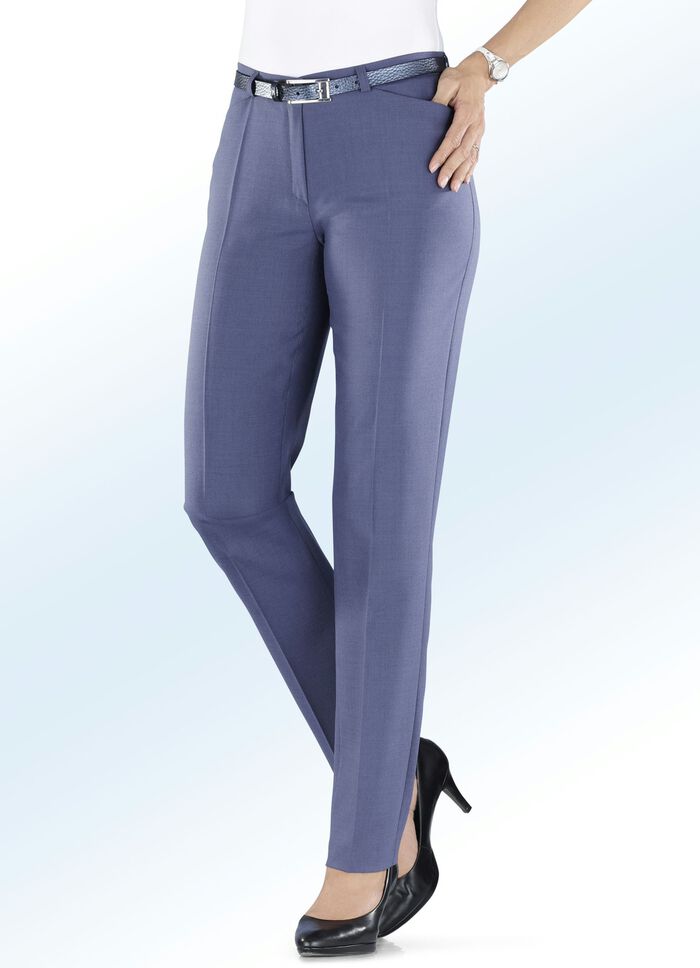 Broek met stretchband ROOKBLAUW GEM.