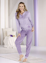 Pyjama van badstof met stretch en een gestreept design van geverfd garen 