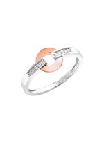 Moderne damesring in bicolor met 10 diamanten 