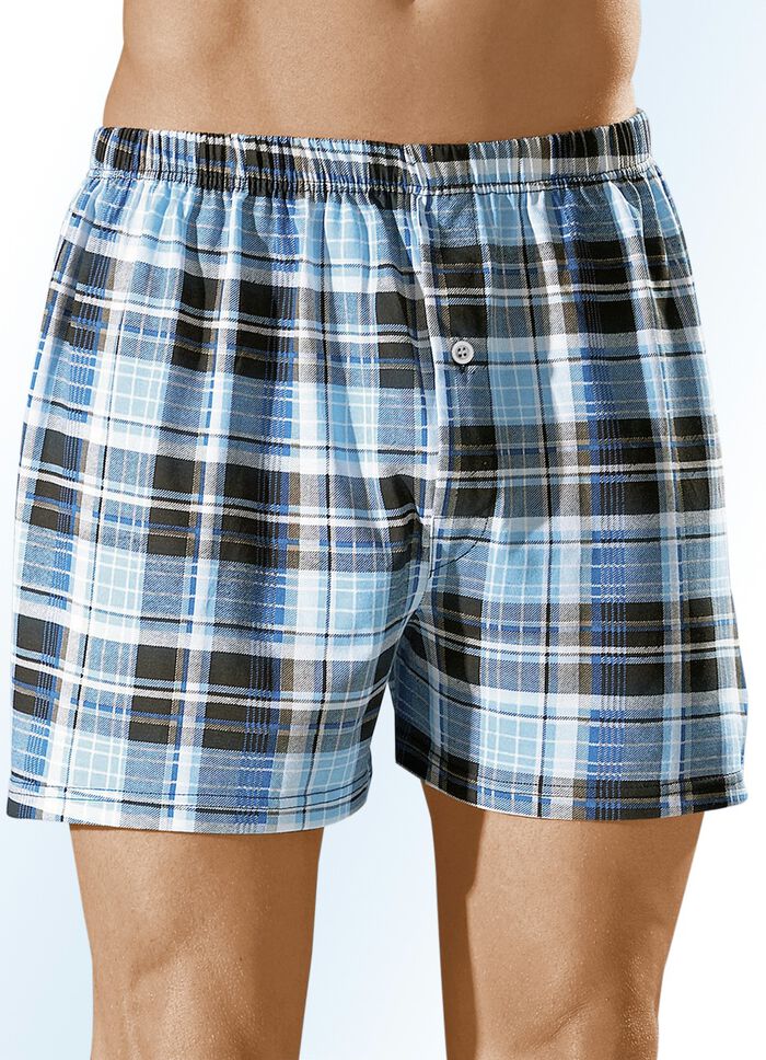 Set van vier boxershorts met gulp, bont geruit 