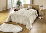 Sprei met geruite quilting en lintbinding BEIGE