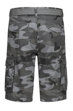 Bermudashort met riem en cargozakken in 2 kleuren ANTRACIET-GRIJS