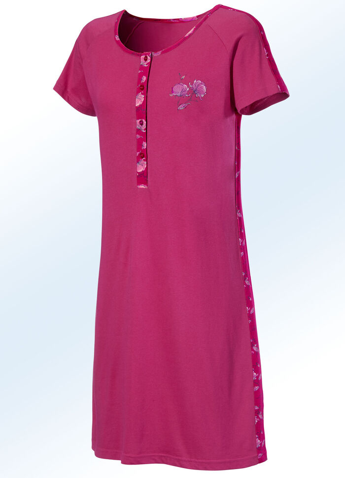 Nachthemd van biologische katoen met knoopsluiting FUCHSIA KLEURRIJK