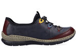 Rieker pantoffels met elastisch snelvetersysteem BLAUW-MULTICOLOR