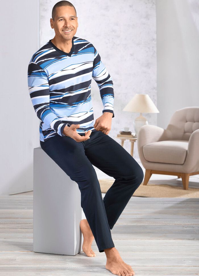 V-hals pyjama met open manchetten 