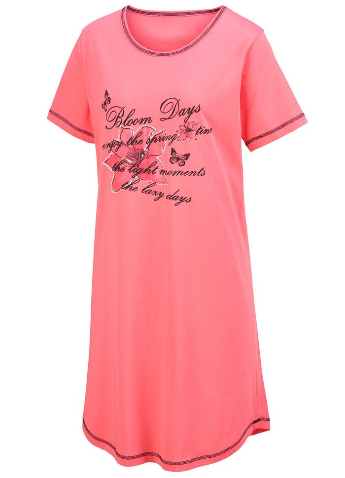 Set van twee nachthemden, korte mouwen met ronde hals 