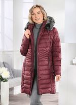 Korte jas met longitudinale quilting aan de zijkanten KASTANJE