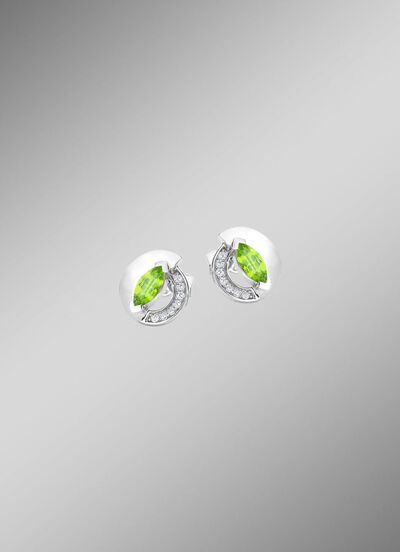 Oorstekers met echte peridoot en synthetische zirkonia 