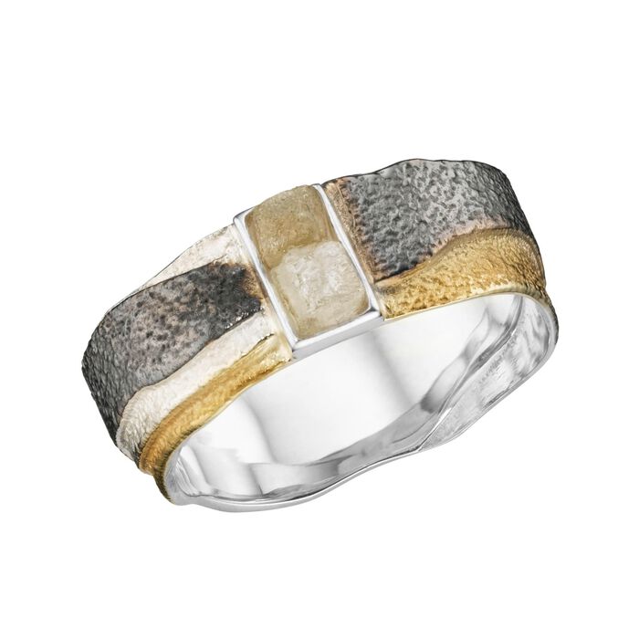 Damesring met 2 ruwe diamanten 