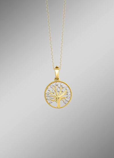 Levensboom hanger met 21 diamanten 