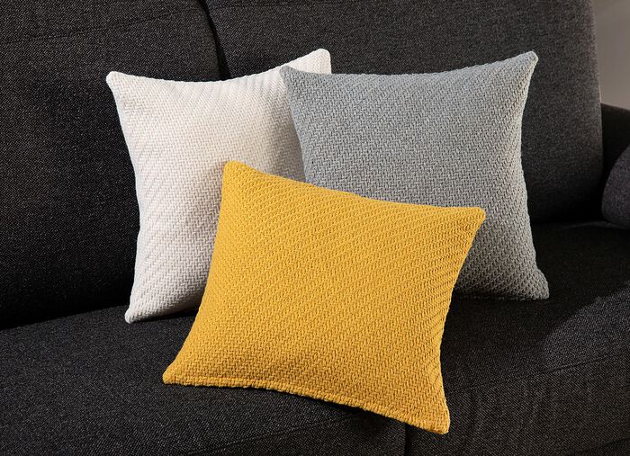 Kussenhoes met gebreide look NATUUR