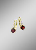 Oorbellen met echte witte topaas en echt granaat 