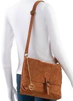 Laurina tas met magneetsluiting en decoratieve strik COGNAC