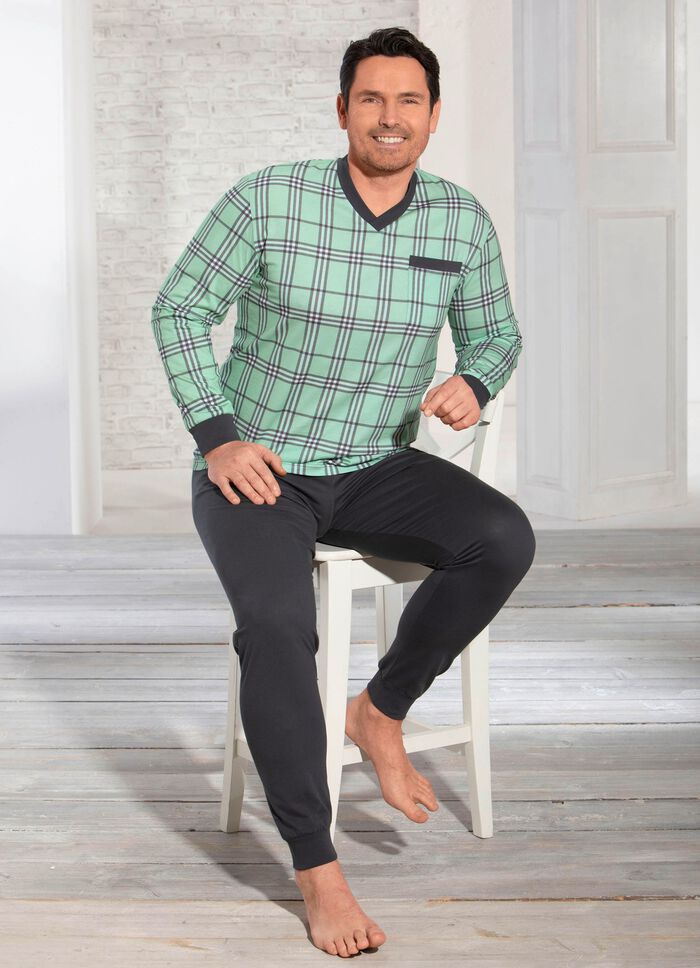 Pyjama met V-hals en borstzakje 