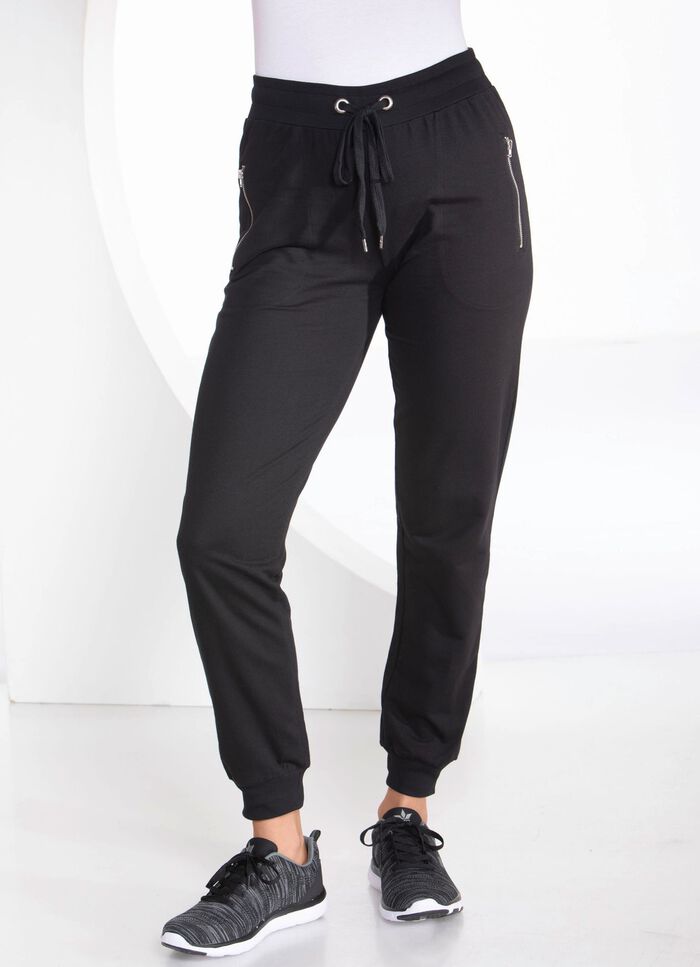 Casual broek met ritszakken in 4 kleuren ZWART