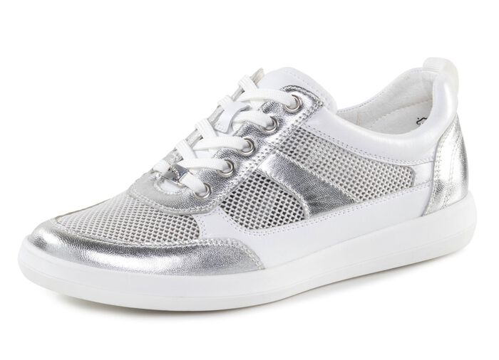 ELENA EDEN sneakers van nappaleer en luchtig textiel in mesh-look WEISS-SILBER