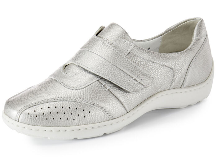 Waldläufer, comfortabele damespantoffels, breedte H, met uitneembaar voetbed MATZILVER