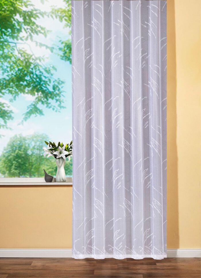 Gordijn met loodveterafsluiting en automatische plooiband 