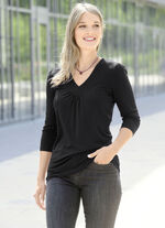Shirt met decoratieve panelen in 2 kleuren ZWART