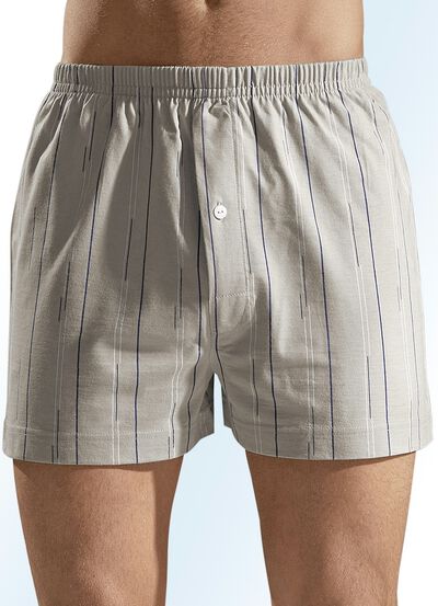 Set van vier boxershorts, met gulp, effen gestreept 