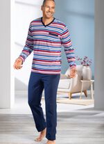 Twee-pack pyjama's met V-hals en open zomen 