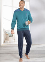 Pyjama, met V-hals en ribboorden 