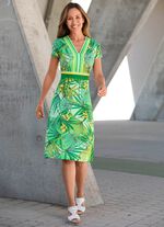 Jurk met glanzende gekleurde inkjetprint 