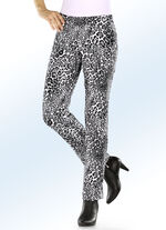 Jacquardbroek met trendy luipaarddessin 