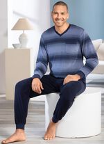 Badstof pyjama met V-hals en manchetten 