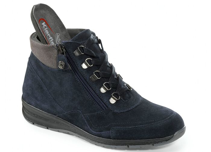 Veterlaarsje met praktische ritssluiting aan de zijkant BLAUW-GRIJS