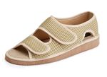 Comfortabele damessandalen, breedte H, gemaakt van gevoerd textielmateriaal BEIGE