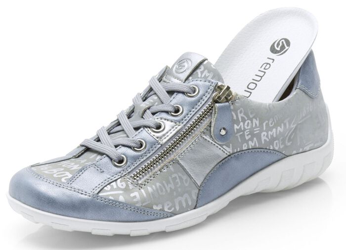 Remonte sneakers met bedrukte rand LICHTBLAUW-ZILVER