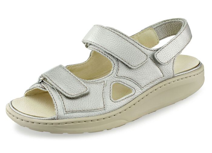 Waldläufer, comfortabele damessandalen, breedte H, met uitneembaar voetbed TAUPE METALLIC