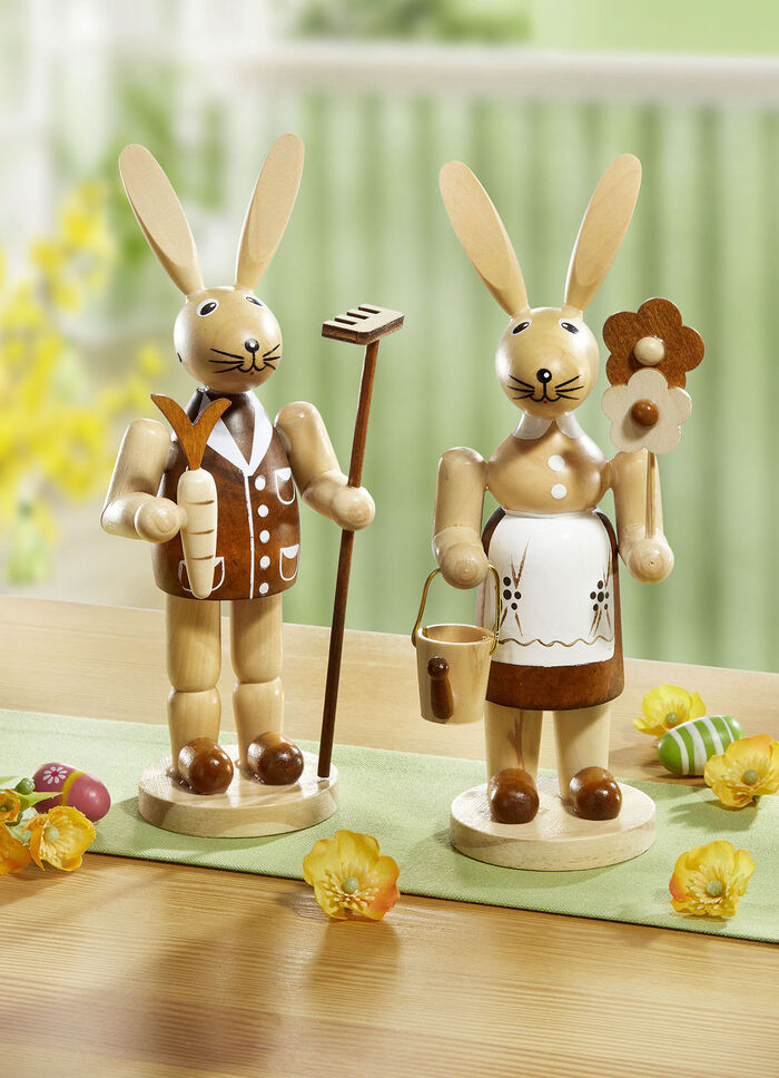 Konijntjes, set van 2, gemaakt van hout 