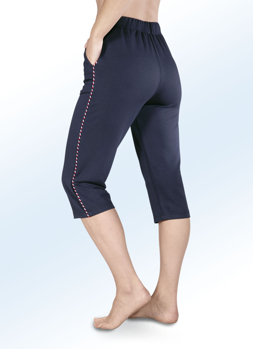 Vrijetijds pantalons - Capribroek met comfortabele elastische tailleband, in Größe 036 bis 054, in Farbe MARINE Ansicht 1